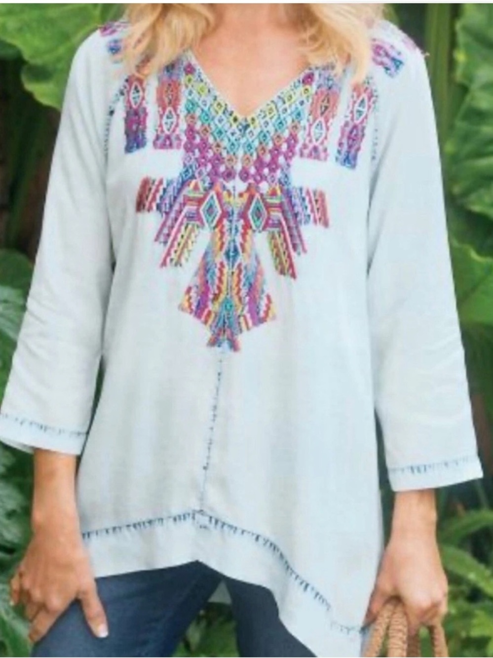 Soft Surroundings Mixteca Embroidered Tunic Size Medium